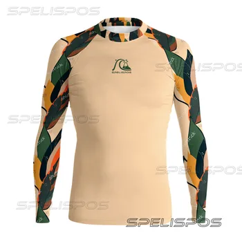 SPELISPOS/ Мъжки ризи за сърфиране с дълъг ръкав, защита от ултравиолетови лъчи, Водни спортове, стегнати бански костюми, высокоэластичные върхове за гмуркане UPF 50 +