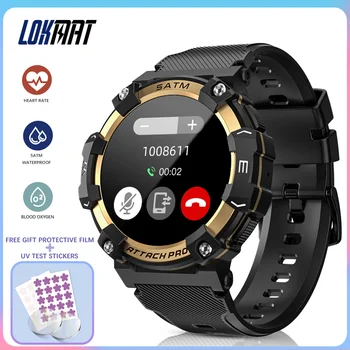 Смарт часовници Lokmat Attack 2 Pro Мъжки спортни часовници BT Call IP68 Фитнес-тракер на сърдечния ритъм, на кислород в кръвта, съня с UV стикер