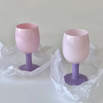 Ретро розов purple стъклена чаша с френски тюльпаном, чаша за вино, ретро чаша за червено вино и шампанско във формата на сърце момичета