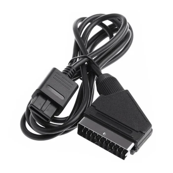 Кабел SCART кабел, подходящ за N64 SNES, ретро геймпад, захранващ кабел 1,8 м 6 фута, черните аксесоари